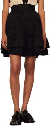 Sandro Tiered Cotton Skirt in Noir at Nordstrom Rack, Size 0 (Fits Like 0 Us)