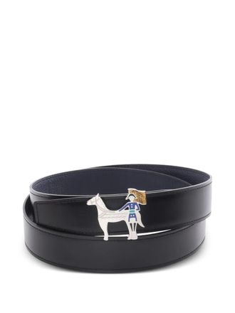 Herm&egrave;s 2024 horse-buckle leather belt - men - Calf Leather - 95 - Black
