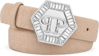 Philipp Plein Leren Riem Cocco - Dames - Riemen - Beige - 70 CM - Leer - Accessoires