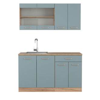 Vicco Cocina Vers&aacute;til R-line, Roble Azul-gris-dorado, 140 Cm, Et Roble