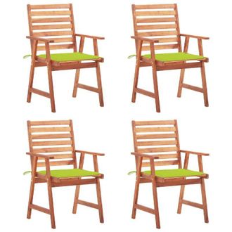 vidaXL Sillas De Comedor Para Jard&iacute;n 4 Pc Con Almohadillas Masivas
