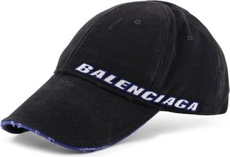 Balenciaga Zwarte Katoenen Logo Geborduurde Hoed - Heren - Petten - Zwart - S - Katoen - Accessoires