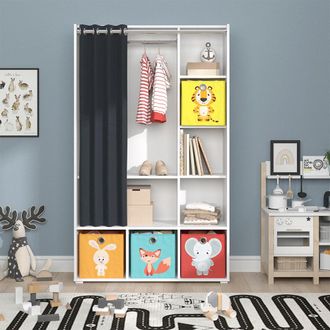 Vicco Armario De Ropa Para Ni&ntilde;os Luigi, Blanco, 105.8 X 178.1 Cm Con Cajas Plegables (color) Vicco