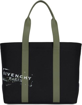 Givenchy Tote Bags, male, Black, Size: ONE SIZE Logo-print Cotton Tote Bag