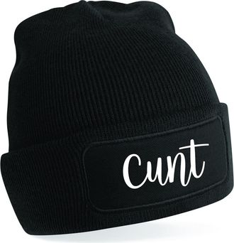 Spoilt Rotten C*nt Rude Sweary Beanie Hats Pull On Soft Acrylic Slogan Woolly Hats (C*nt Beanie) Black