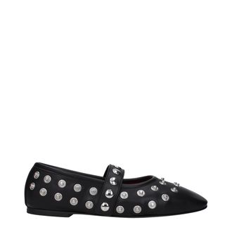 Stella McCartney Black Leather Ballet Womens Flats