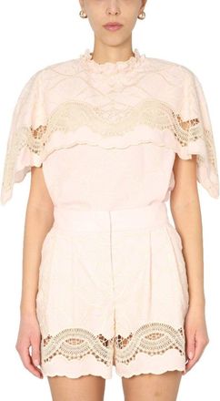 Alberta Ferretti Embroidered Cape Top