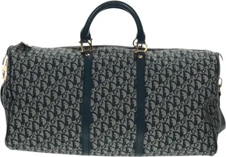 Dior Vintage Trotter Boston Diorissimo Canvas Navy Canvas Handbag (Pre-Owned)