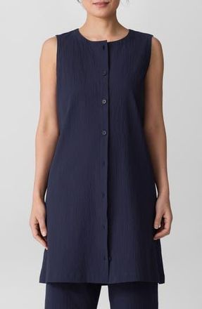 Eileen Fisher Longline Stretch Organic Cotton Vest in Ink at Nordstrom Rack, Size Xx-Small
