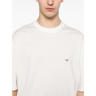Emporio Armani Logo-Embroidered Cotton T-Shirt - White