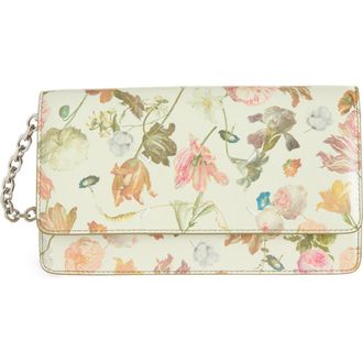 Maison Margiela Medium Floral Leather Wallet on a Chain in Flower Washed Out White at Nordstrom