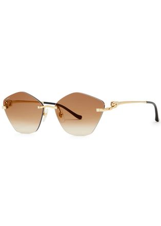 Cartier Cartier Rimless Hexagon-frame Sunglasses - Gold - One Size