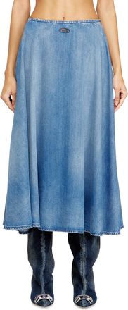Diesel Full skirt in fluid denim - Skirts - Woman - Blue