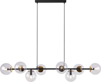 OEM L&aacute;mpara Colgante Siena Negra Y Dorada 8 L&aacute;mpara Plana Transparente E14