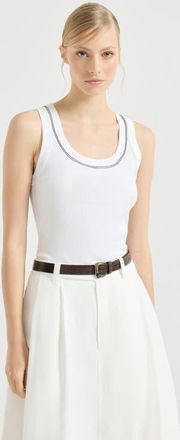 Brunello Cucinelli Ribbed jersey top in White at Nordstrom, Size Xx-Large Eu