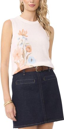 Vince Camuto Placed Print Linen-Blend Tank