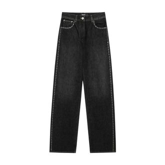 Versace Loose-fit Jeans, female, Black, Size: W27 Embellished High-Waist Regular Jeans