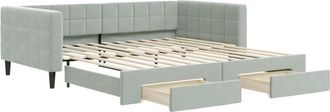 vidaXL Vidaxl - Sofá cama nido con cajones terciopelo gris claro 100x200 cm