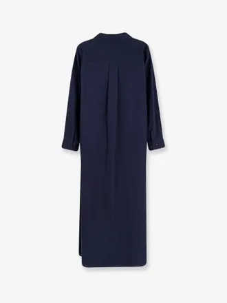 Hev&ograve; Linen Blend Shirt Dress Dress - Navy