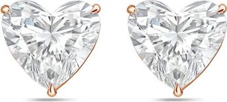 Diana M. Jewels 14Kt Rose Gold 3.00 cts Lab Grown Heart shaped Diamond Studs