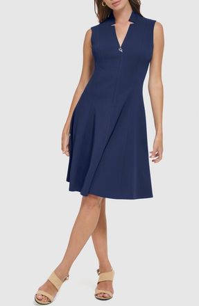 Calvin Klein Zip Front A-Line Dress in Indigo at Nordstrom Rack, Size 10