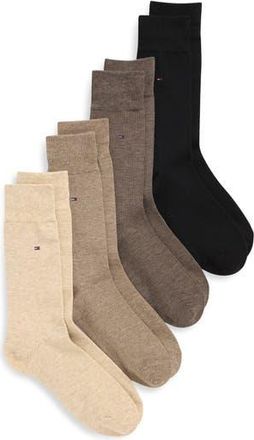 Tommy Hilfiger 4-Pack Solid Crew Dress Socks in Taupe Heather Assorted at Nordstrom Rack