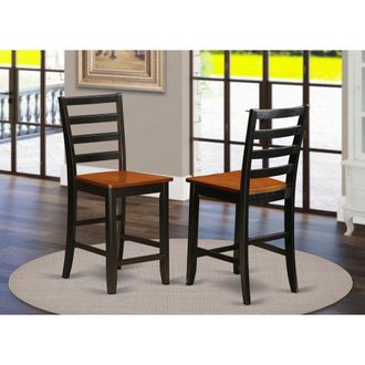 East West Furniture Fairwinds Stool with lader back in Black & Cherry, Set of 2