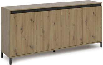 Dmora Credenza Basiano, Aparador 2 Estantes, Hecho En Italia, 40x184x84,3h Cm Marr&oacute;n Roble Nodoso