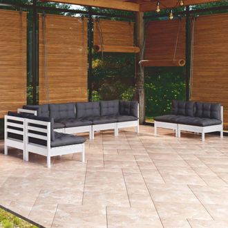 vidaXL Vidaxl - Muebles De Jard&iacute;n 8 Pzas Con Cojines Madera Maciza De Pino