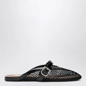 Alaia Mule flat in rete con cinturino in pelle nere