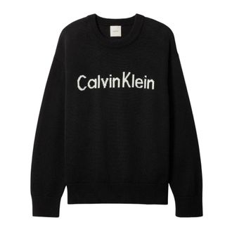 Calvin Klein Jeans Logo Graphic Relaxed Sweater - Dames - Ronde hals truien - Zwart - XS - Katoen - Truien & Vesten
