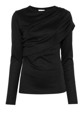 Isabel Marant Asna long-sleeve top - women - Virgin Wool - 40 - Black