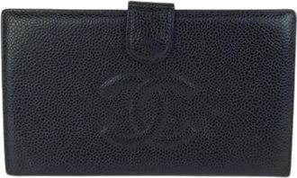 Chanel Pre-owned Vintage Caviar Skin Long Wallet - Dames - Vintage Accessoires - Zwart - ONE Size - Leer - Vintage