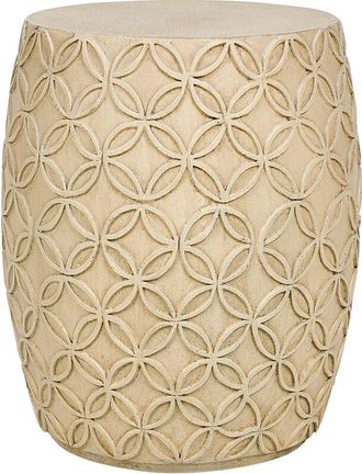 Beliani Beliani - Accent Side Table MgO Fiberglass Round Top Drum Shape uv Stain Rust Water Wind Resistant Light Beige ø 33 cm Zogno