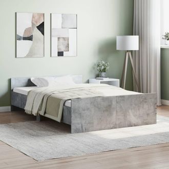 Berkfield Home Bed Frame with Headboard & Footboard Concrete Grey 120x200 cm | Size: Small Double