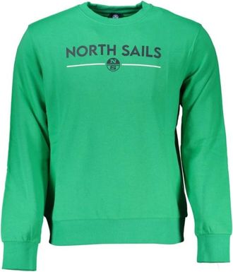 North Sails Groene Katoenen Trui met Print Logo - Heren - Sweatshirts - Groen - L - Katoen - Hoodies & sweatvesten