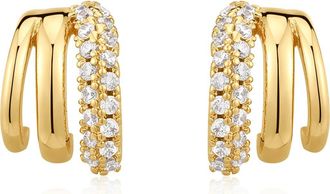 Luv AJ Cubic Zirconia Huggie Earrings in Gold at Nordstrom