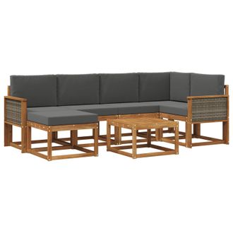 vidaXL Conjunto De Sof&aacute;s De Exterior 7 Pcs Natural Y Antracita Vidaxl