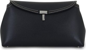 Toteme T-Lock leather clutch bag - women - Calf Leather - One Size - Black