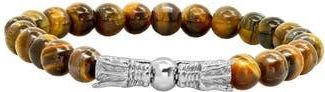 Steeltime Mens Stainless Steel Tigers Eye Beaded Dragon Bracelet in Brown at Nordstrom Rack