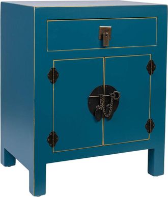 Wanderlust Deco Mesita de noche de madera con 1 cajon y 2 puertas 44,5x32x55h cm