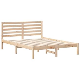 Berkfield Home with Headboard Brown 135 x 190 cm Solid pine wood in Light Tan