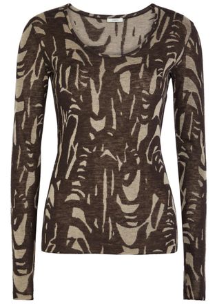 Joseph Villa Patterned Cashmere top - Beige - XL (UK16 / XL)