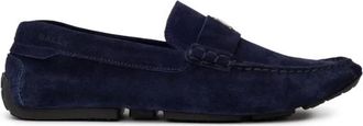 Bally Blauwe Su&egrave;de Loafers met Logodetail - Heren - Loafers - Blauw - 42 1/2 EU - Su&egrave;de - Schoenen