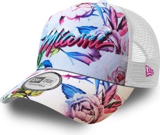 New Era Miami Heat NBA Vice Collection Floral White Adjustable Trucker Cap - One-Size