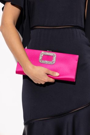Roger Vivier Satin Clutch, Womens, Pink