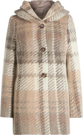 AMBER & JUNE Jassen, Dames, Veelkleurig, S, Leer, Korte jas met capuchon in ruitpatroon