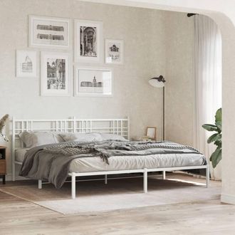 vidaXL Vidaxl - Estructura Cama Sin Colch&oacute;n Con Cabecero Metal Blanco 193x203cm