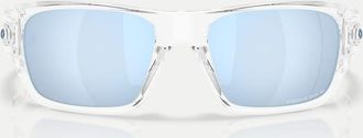 Oakley Masseter - Occhiali da sole rettangolari trasparente lucido con lenti a specchio blu polarizzate