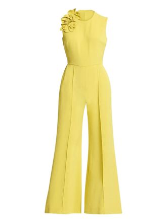 Elie Saab flower-appliqu&eacute; jumpsuit - Giallo